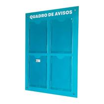 Quadro Aviso Gestão 4 Displays Transparente A4 Acm Turquesa