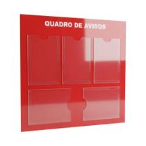 Quadro Aviso Gestão Á Vista 5 Displays A4 Acm Vermelho Painel Decorativo Mural Recados Porta Folha Organização Empresa Parede Escritório Condomínio Quadro Aviso Gestão Á Vista 5 Displays A4 Acm Vermelho Painel Decorativo Mural Recados Porta Folha Organização Empresa Parede Escritório Condomínio
