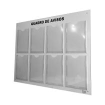 Quadro Aviso Gestão Á Vista Informativo Premium 8 Displays A4 ACM Branco Organização Profissional Durabilidade Empresa Mural Recados Escritório