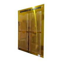 Quadro Aviso Gestão Á Vista Mural Informativo Recado Lembrete Porta Folhas Empresas Parede Organização 4 Displays A4 Acm Dourado Espelhado