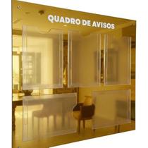 Quadro Aviso Gestão Á Vista Painel Mural Informativo Recados Lembretes Organização 5 Displays A4 ACM Dourado Espelhado Empresa Condomínio Academia Quadro Aviso Gestão Á Vista Painel Mural Informativo Recados Lembretes Organização 5 Displays A4 ACM Dourado Espelhado Empresa Condomínio Academia