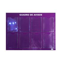 Quadro Avisos E Gestão Á Vista 8 Displays A4 Em Acm Roxo Painel Mural Informativo Organização Recados Lembretes Empresa Escritório Parede