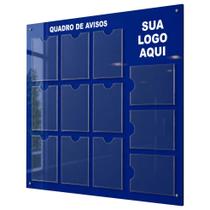 Quadro Avisos Gestão 12 Displays A4 ACM Azul Personalizado Quadro Avisos Gestão 12 Displays A4 ACM Azul Personalizado