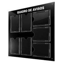 Quadro Avisos Gestão Á Vista Mural 7 Displays A4 ACM Preto Quadro Avisos Gestão Á Vista Mural 7 Displays A4 ACM Preto