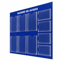 Quadro Avisos Gestão Mural 6 Displays A4 e 4 A5 Acm Azul