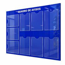 Quadro Avisos Gestão Mural Recado 9 Displays A4 Acm Azul