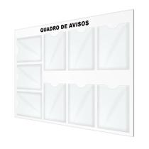 Quadro Avisos Gestão Mural Recados 9 Displays A4 Acm Branco