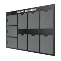Quadro Avisos Gestão Mural Recados 9 Displays A4 Acm Preto