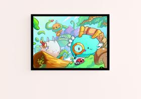 Quadro Axie Infinity Jogo NTF Criptomoedas com Moldura E Acetato Tamanho A3