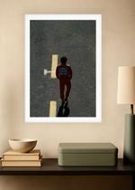 Quadro Ayrton Lenda Senna com Vidro e Moldura Branca Tam:A4 Quadro Ayrton Lenda Senna com Vidro e Moldura Branca Tam:A4