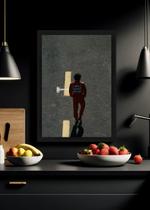 Quadro Ayrton Lenda Senna com Vidro e Moldura Preta Tam:A4