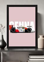 Quadro Ayrton Senna Ação com Vidro e Moldura Preta Tam:A4