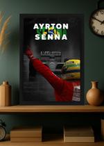 Quadro Ayrton Senna Brasil com Vidro e Moldura Preta Tamanho:21cm x 30cm (A4)
