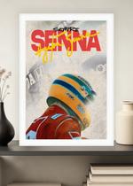 Quadro Ayrton Senna Ícone com Vidro e Moldura Branca Tam:A4 Quadro Ayrton Senna Ícone com Vidro e Moldura Branca Tam:A4