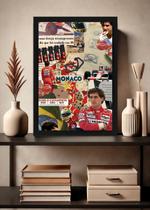 Quadro Ayrton Senna Legado com Vidro e Moldura Preta Tam:A4