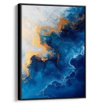 Quadro Azul das Profundezas com Toques Dourados