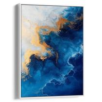 Quadro Azul das Profundezas com Toques Dourados