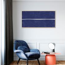 Quadro Azul Linha Minimalista 60x30 Filete Marfim Moldura Filete, Marfim