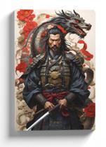 Quadro Azulejo 30x40 parede ou Mesa Samurai e o Dragão Oriental Quadro Azulejo 30x40 parede ou Mesa Samurai e o Dragão Oriental