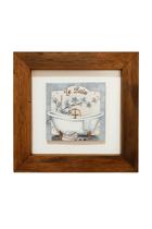Quadro Azulejo Le Bain Banheira Azul 18,5 x 18,5 cm