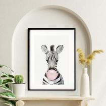 Quadro Baby Zebra Bubble Gum - 60X48Cm