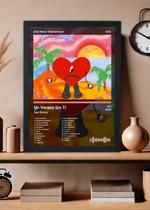 Quadro Bad Bunny - Un Verano Sin Ti (Black) - Com Vidro Tamanho:21cm x 30cm (A4)