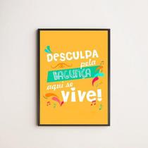 Quadro Bagunça Fundo Amarelo 33X24Cm - Com Vidro