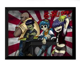 Quadro Banda Gorillaz Rock Arte Poster Com Moldura