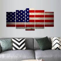 Quadro Bandeira Dos Estados Unidos Vintage Mosaico 125X60 Quadro Bandeira Dos Estados Unidos Vintage Mosaico 125X60