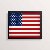 Quadro Bandeira Estados Unidos 33X24Cm - Com Vidro