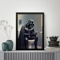 Quadro Banheiro Darth No Vaso Sanitário 33X24Cm - Com Vidro
