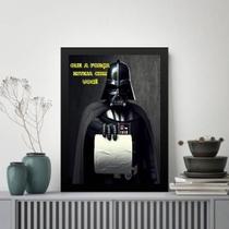 Quadro Banheiro Darth Papel Higiênico 33X24Cm - Com Vidro