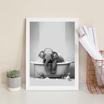 Quadro Banheiro Elefantinho - Hora Do Banho 24X18Cm