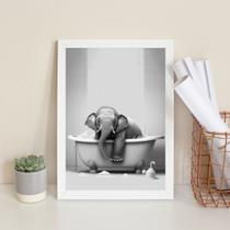Quadro Banheiro Elefantinho - Hora Do Banho 45x34cm - com vidro