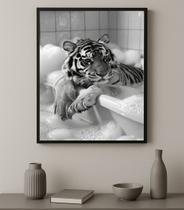 Quadro Banheiro Fotografia Tigre Na Banheira 45x34cm