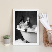 Quadro Banheiro Galinha Tomando Banho 33X24Cm