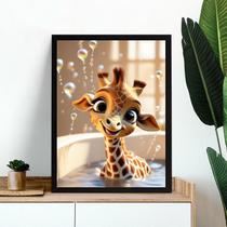 Quadro Banheiro Infantil - Girafinha Baby 24x18cm - com vidro