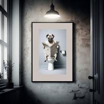 Quadro Banheiro Pug - 60X48Cm