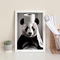 Quadro Banheiro Ursinho Panda 33x24cm - com vidro