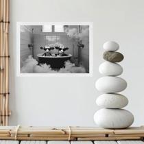 Quadro Banheiro Vacas Tomando Banho 45X34Cm - Com Vidro Quadro Banheiro Vacas Tomando Banho 45X34Cm - Com Vidro