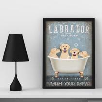 Quadro Banheiro Vintage Labrador 33x24cm