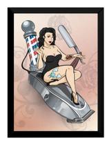 Quadro Barbe Shop Arte Girl Poster Moldurado Barbeira