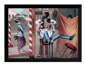 Quadro Barbe Shop Arte Poster Moldurado Barbearia Retro