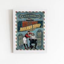 Quadro Barbearia Barber Retro Vintage Moldura Branca 60x40cm Quadro Barbearia Barber Retro Vintage Moldura Branca 60x40cm