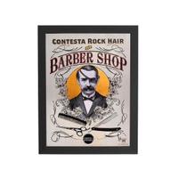 Quadro Barbearia Barber Shop Retro Moldura Preta 60X40Cm