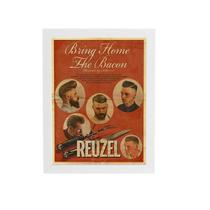 Quadro Barbearia Bring Home The Bacon Moldura Branca 60X40Cm