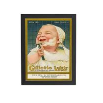 Quadro Barbearia Gillette Bebê Retro Moldura Preta 60X40Cm