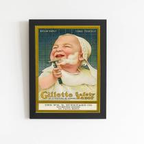 Quadro Barbearia Gillette Bebê Retro Moldura Preta 60x40cm