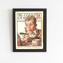 Quadro Barbearia Menino Retro Vintage Moldura Preta 60x40cm Quadro Barbearia Menino Retro Vintage Moldura Preta 60x40cm