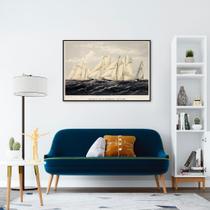 Quadro Barcos em Navegação 60x43 Filete Preto Moldura Filete, Preta